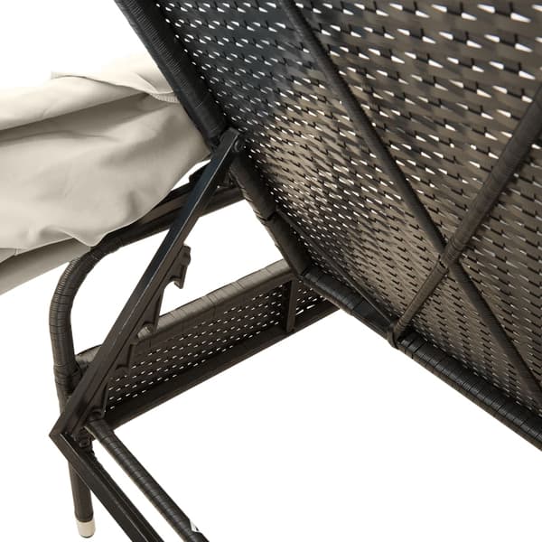 vidaXL solseng med baldakin, sort, polyrattan