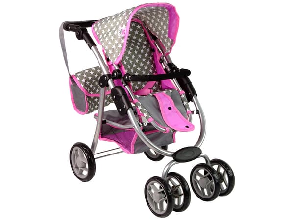 Dukkevogn 2 i 1 Gondoltaske Pink Stjerner