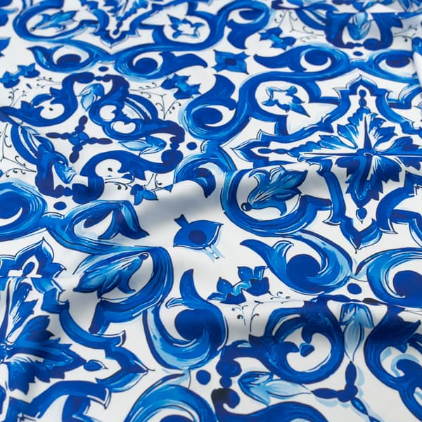 Blå Majolica Silke Chiffon