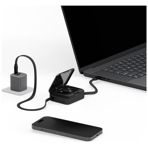 Bazic GoCharge Loop 5-i-1 Lightning, USB-A, Micro USB-kabel 1m Svart