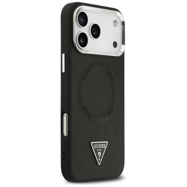 Guess Triangle Logo MagSafe -kotelo iPhone 17 Pro Maxille, musta