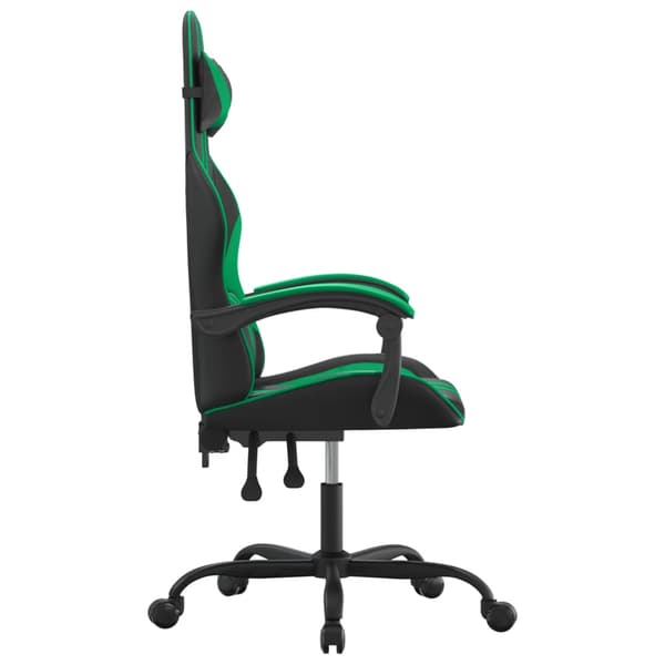 vidaXL gamingstol, sort og grøn, kunstlæder