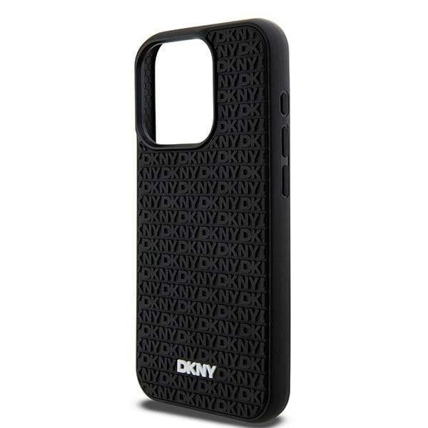 DKNY 3D Rubber Repeat Pattern-skal till iPhone 15 Pro Max, Svart