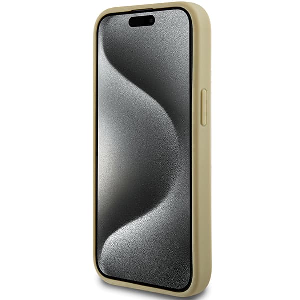 Hello Kitty Læder Kitty Hoved MagSafe Etui til iPhone 15, Guld