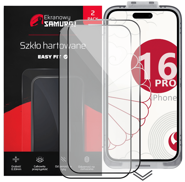 Nytt Screen Samurai Privacy Glass för Apple iPhone 16 Pro med Easy Fit Frame | 2-pack