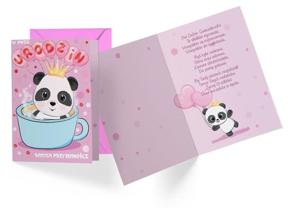 Kort B6 PR-411 Børnefødselsdag (panda)