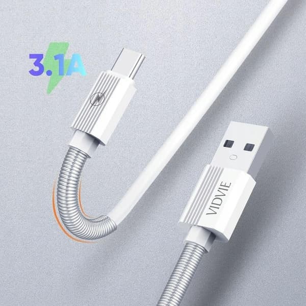 USB-KABEL Micro USB microUSB 3.1A 1m FAST hvid BOX VIDVIE C510