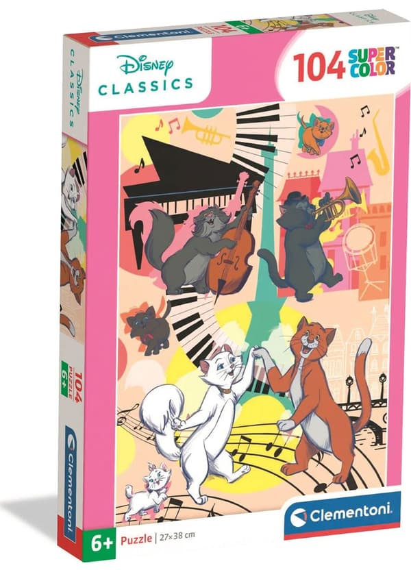 104-bitars pussel. Superfärgglatt. Aristocats