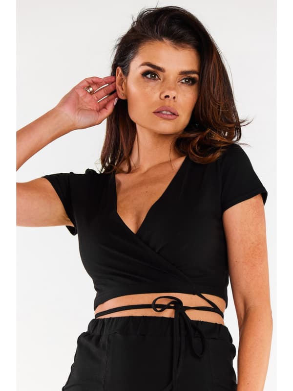 Bomulds-crop top, sort XL