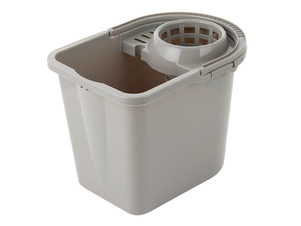 Rektangulär plasthink med klämma 15 liter ljusgrå - Ben