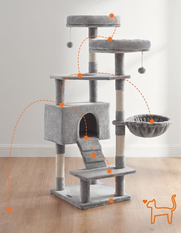 Stabilt kradsetårn til katte 142 cm