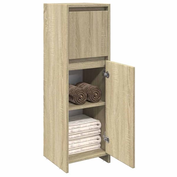 vidaXL badeværelsesskab Sonoma eg 30x30x95 cm spånplade