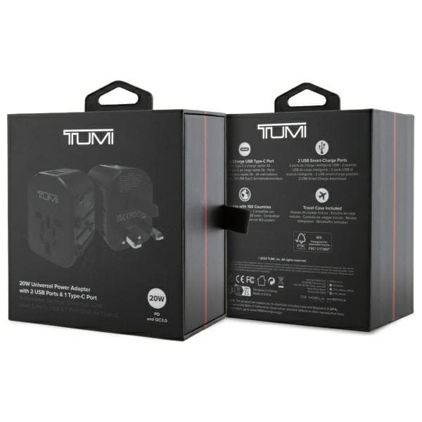 TUMI TUTA20WMSLK Reseadapter 20W USB-C / 2xUSB-A svart