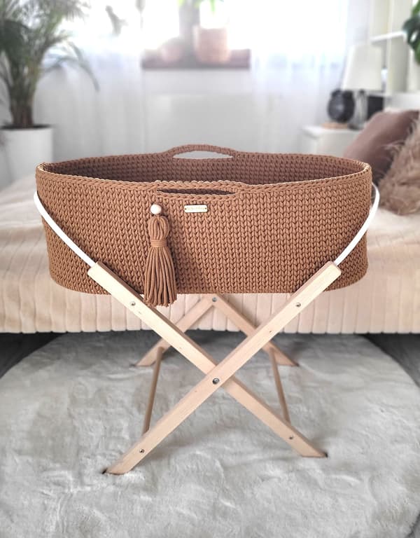 BOHO Handgjord Moseskorg med Stativ - Karamell