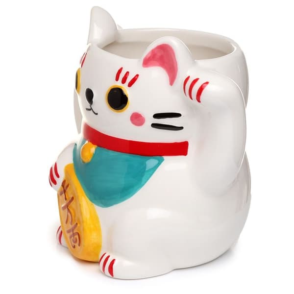 PKMUG381 Hvid Maneki Neko krus