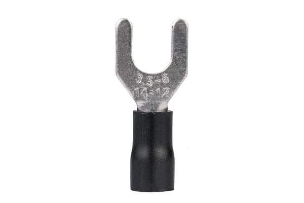 Isolerad spadeterminal 2,5 mm2 M6 Svart Set om 25