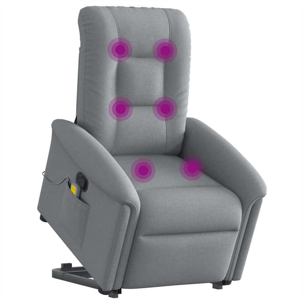 vidaXL Lyftbar massagefåtölj ljusgrå tyg
