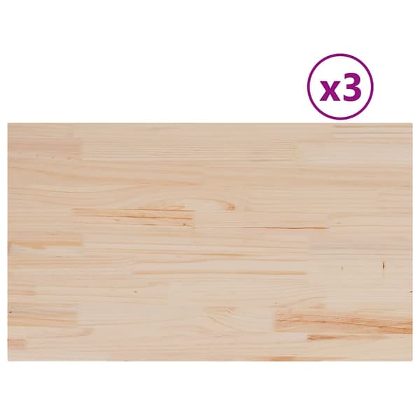 vidaXL Bordsskivor, 3 st, 80x47x2,5 cm, Rektangulära, Furu