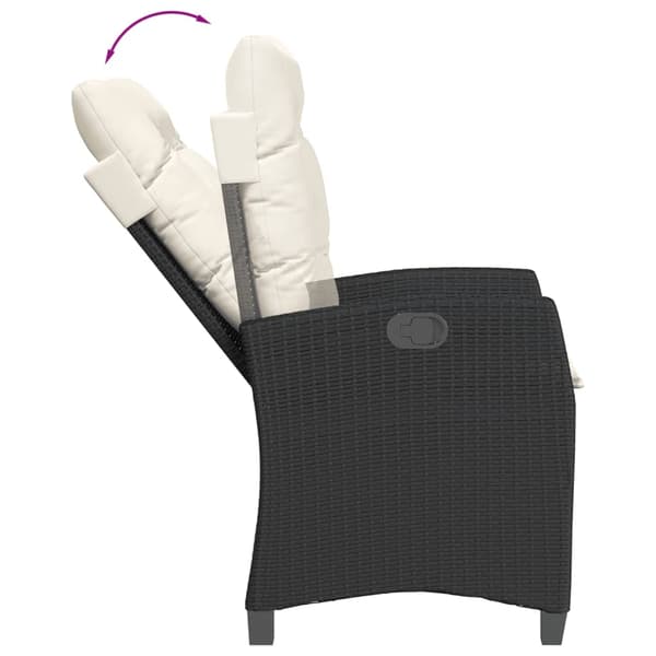 vidaXL havestol med hynder, sort polyrattan