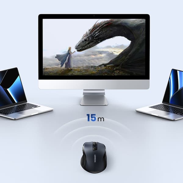 Optisk mus trådløs mus USB 2.4GHz / Bluetooth 5.0 4000 DPI sort