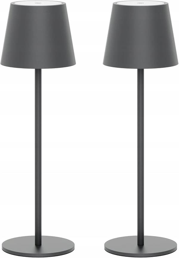 Ledningsløse bordlamper med batteri, dæmpbare, IP54 2 stk. grå