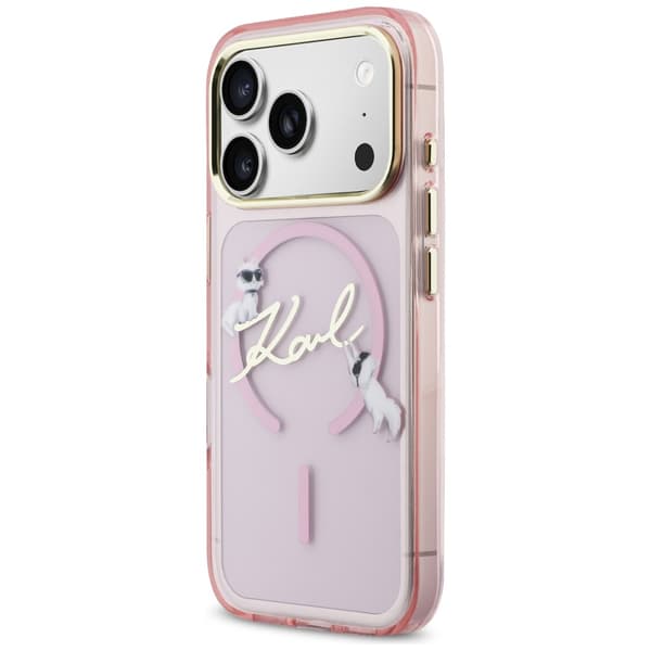 Karl Lagerfeld IML Choupettes Karl Script Logo MagSafe-etui til iPhone 17 Pro Max - Lyserødt