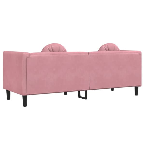 vidaXL 3-sitssoffa med kuddar, rosa, sammet
