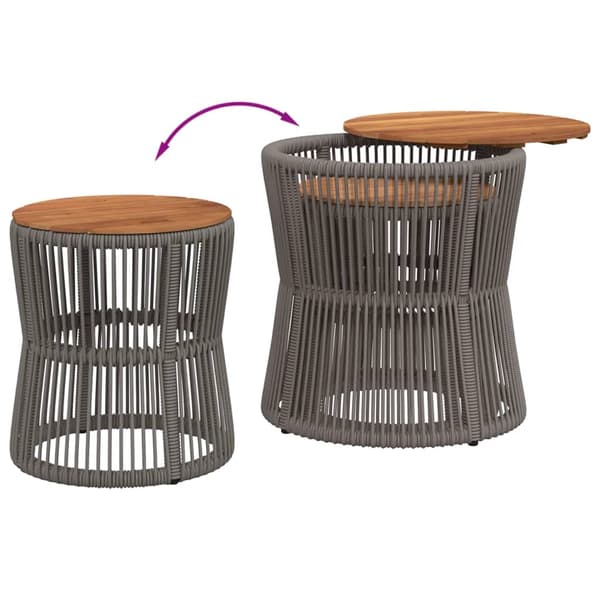 vidaXL haveborde, sæt med 2, træbordplader, grå, polyrattan