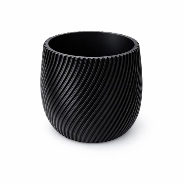 Sæt med 2 mini-urtepotter med sort underkop