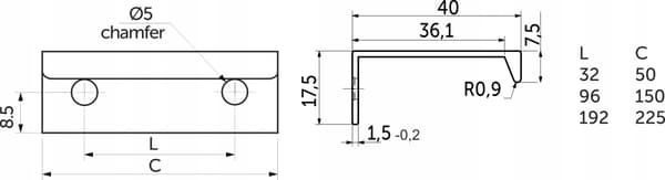 EDGE møbelgreb mat MAT INSIDE 32 mm