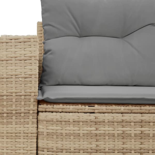 vidaXL Trädgårdssoffa med kuddar, 2-sits, beige, polyrotting