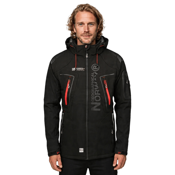 Geographical Norway Techno herrvinterjacka svart softshell vindtät vattentät huva S