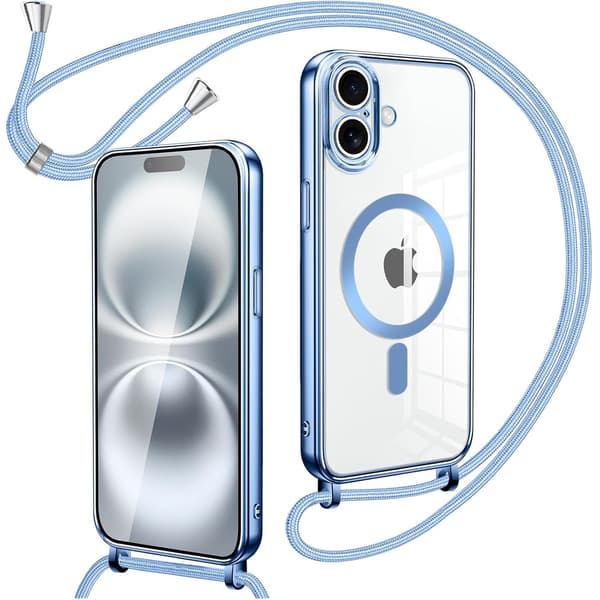 iPhone 17 cover, Electro MagSafe, blå + snor