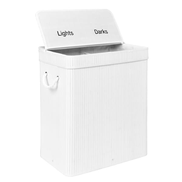 Bambu tvättkorg med lock 100L vit