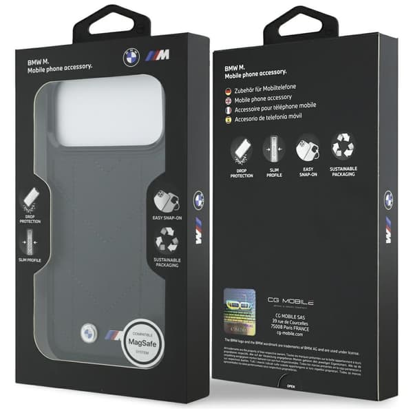 BMW M Quiltet Logo MagSafe-cover til iPhone 17 Pro Max, sort
