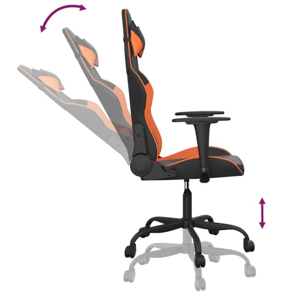 vidaXL gamingstol, sort og orange, kunstlæder