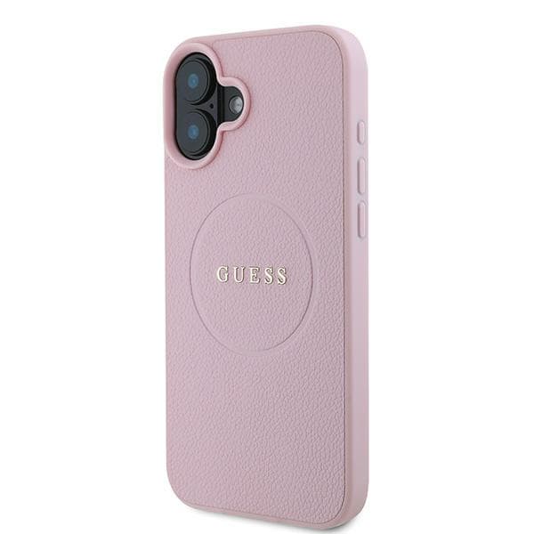 Guess Grained Ring MagSafe-skal till iPhone 16 Plus, rosa
