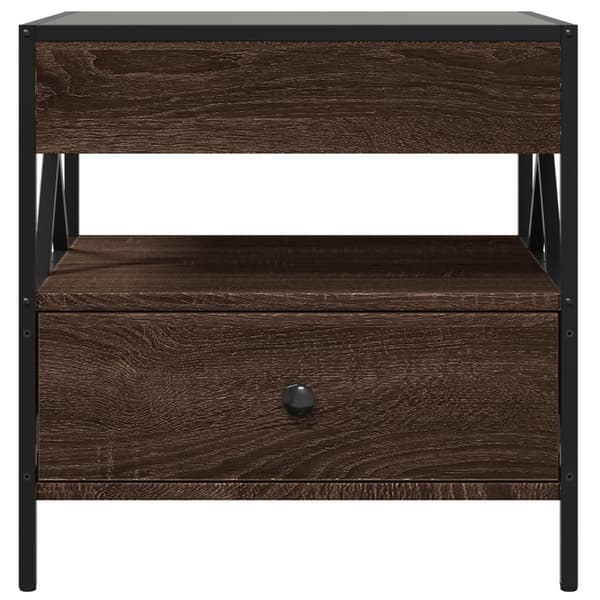 vidaXL Infinity sofabord med LED-lys brunt egetræ 50x50x51 cm