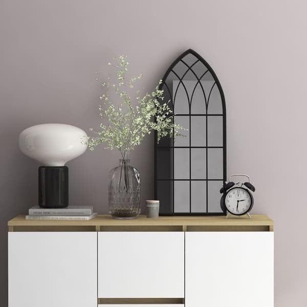 vidaXL indendørs spejl, sort, 70x30 cm, jern