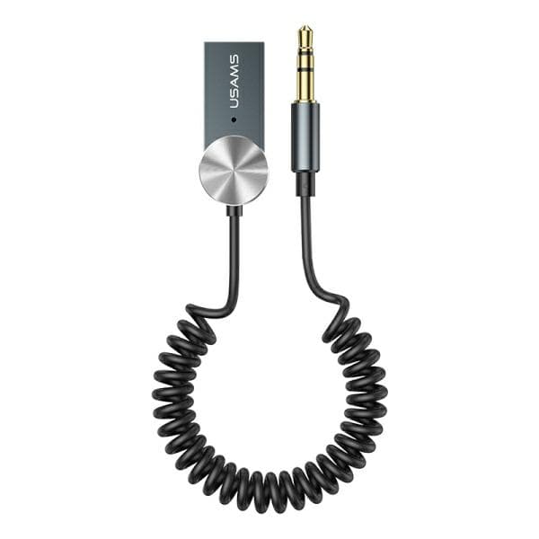 USAMS Bluetooth 5.0 USB-AUX -autoaudiosovitin, harmaa