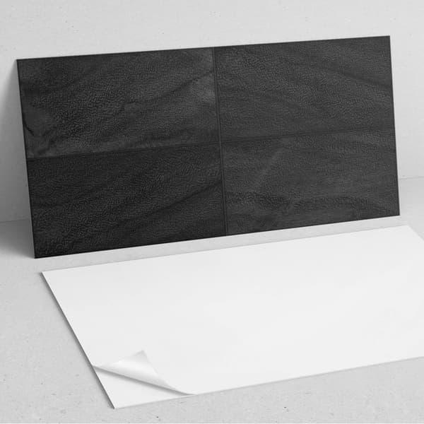 Vinyldekoration med tryk til værktøjsfri montering mørke stenplader 6x60x30 cm