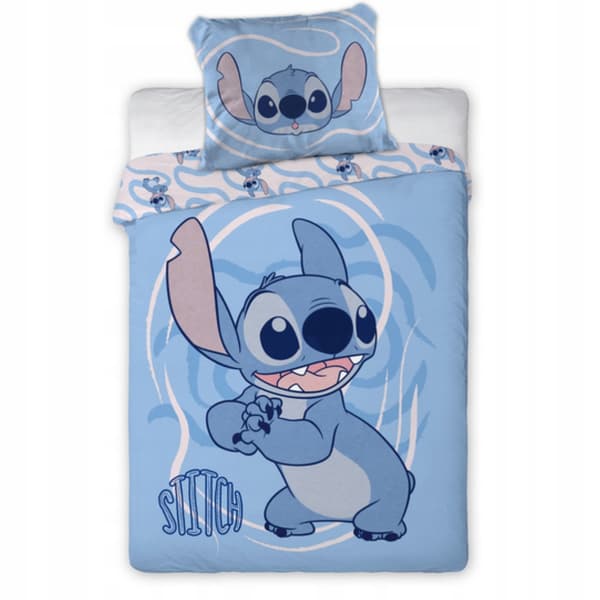 Stitch barnsängkläder, 100% bomull, blå, 100x135