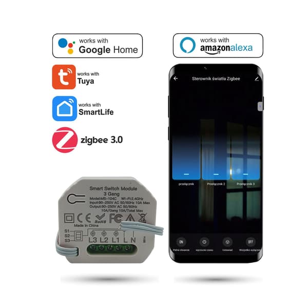 Tuya 3-kanals Zigbee belysningscontroller