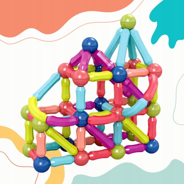 Magnetiska pedagogiska byggklossar FÖR barn stora element 98 bitar