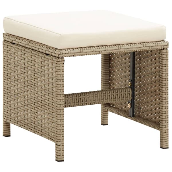 vidaXL Barstolar, set om 2, med kuddar, polyrotting, beige