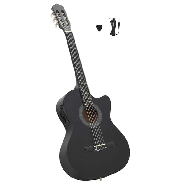 vidaXL Klassisk gitarr med cutaway, 6 strängar och equalizer, svart