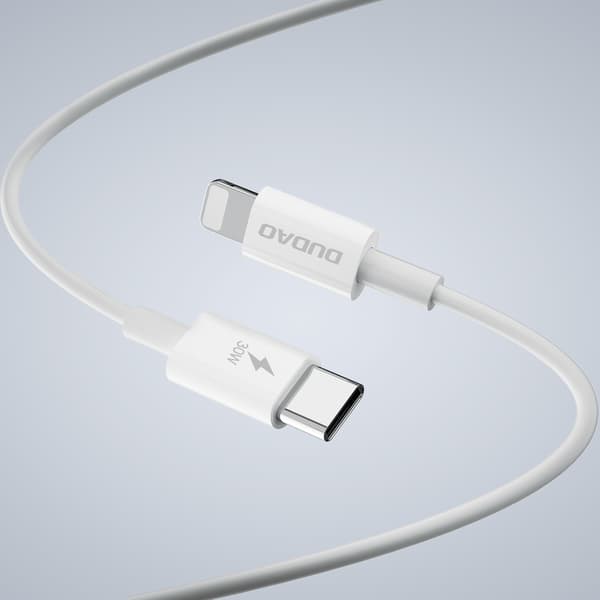 GaN A30EUL 30W USB-A USB-C Väggladdare + USB-C - Lightning-kabel - Vit