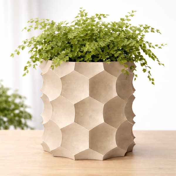Beige 3D geometrisk urtepotte, moderne dekorativ til planter