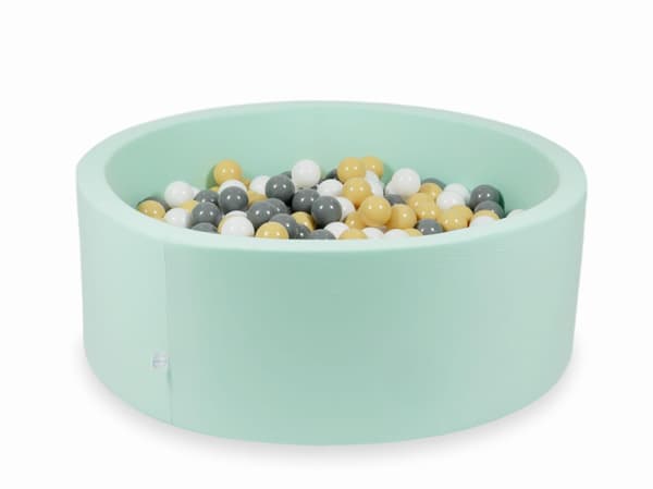 Dry mint pool 110x40 med 500 bollar: beige, grå, vit