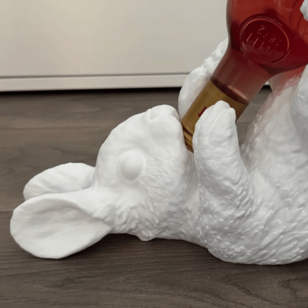 Viiniteline kani valkoinen pulloteline 3D-pöytäkoriste